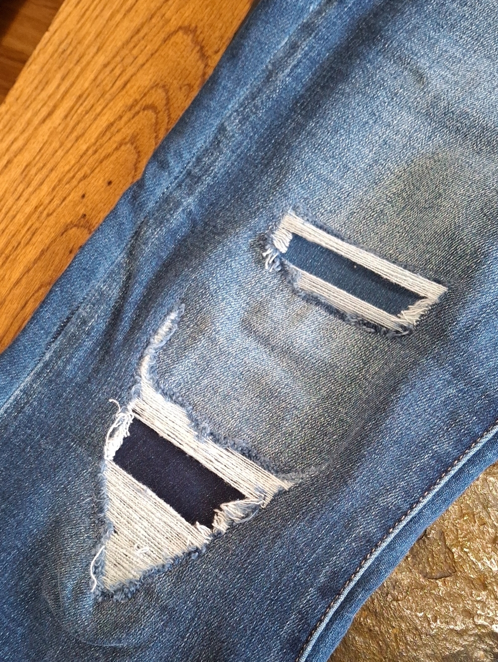 KanCan Medium Blue Distressed Flare Leg Jeans - Picture 4 of 9